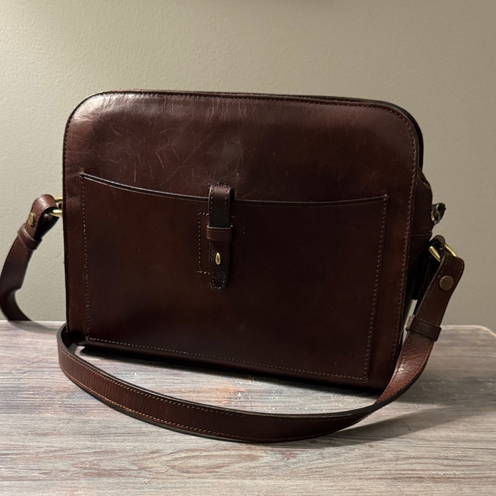 Vintage Brown Leather Crossbody Bag